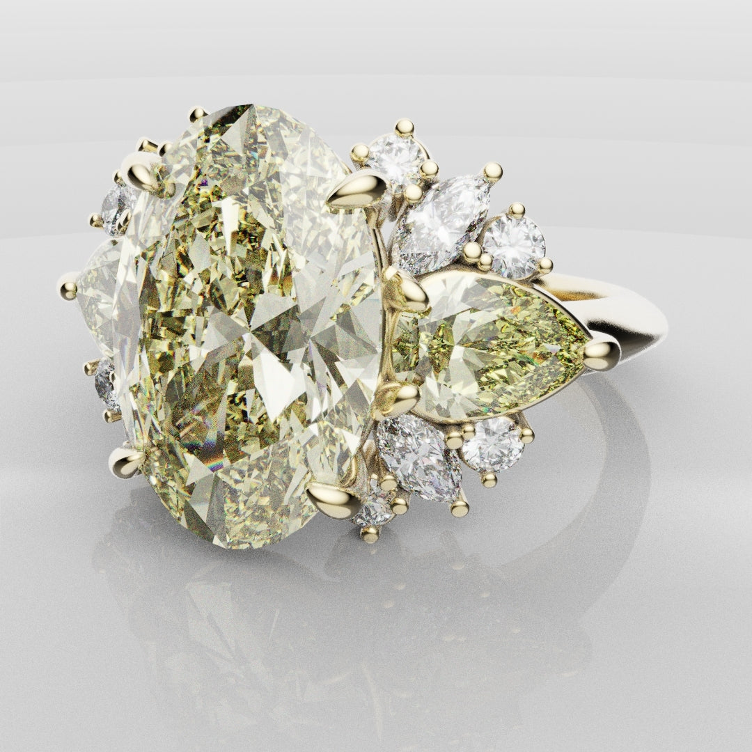 6ct Oval Yellow Diamond Engagement Ring
