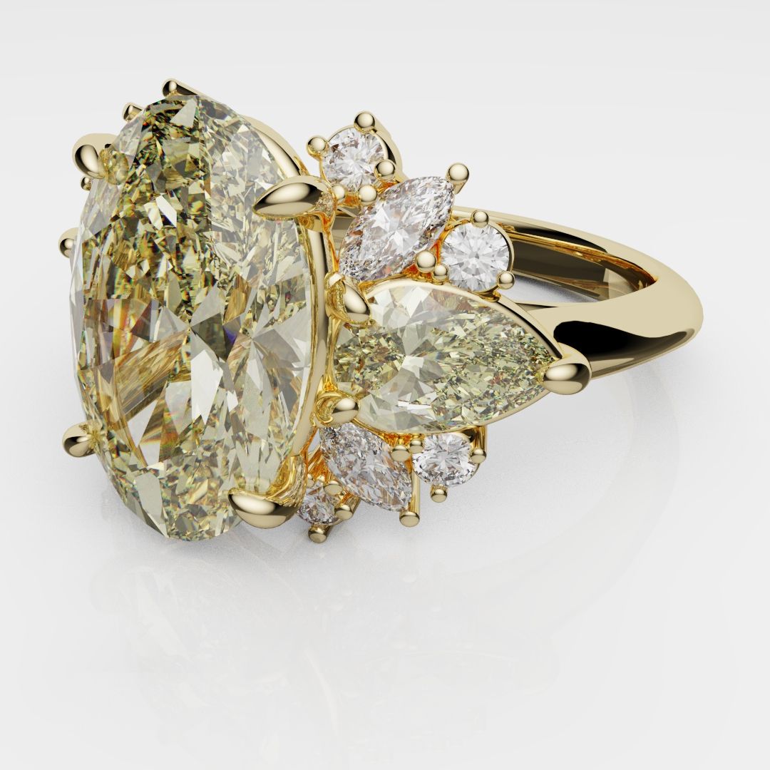 6ct Oval Yellow Diamond Engagement Ring