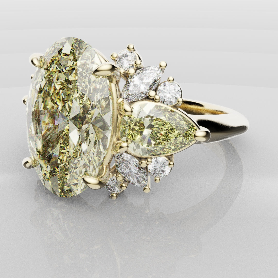 6ct Oval Yellow Diamond Engagement Ring