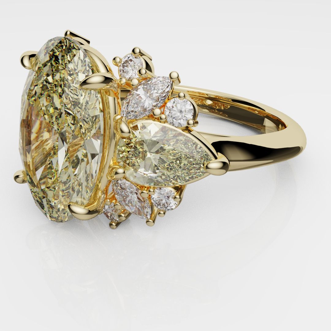6ct Oval Yellow Diamond Engagement Ring