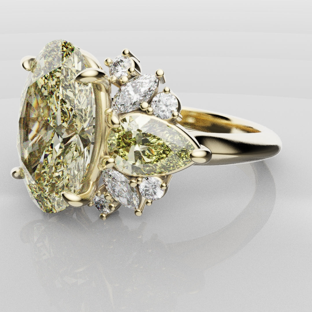 6ct Oval Yellow Diamond Engagement Ring
