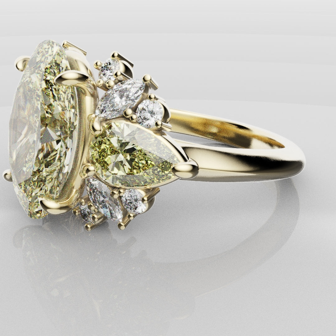 6ct Oval Yellow Diamond Engagement Ring