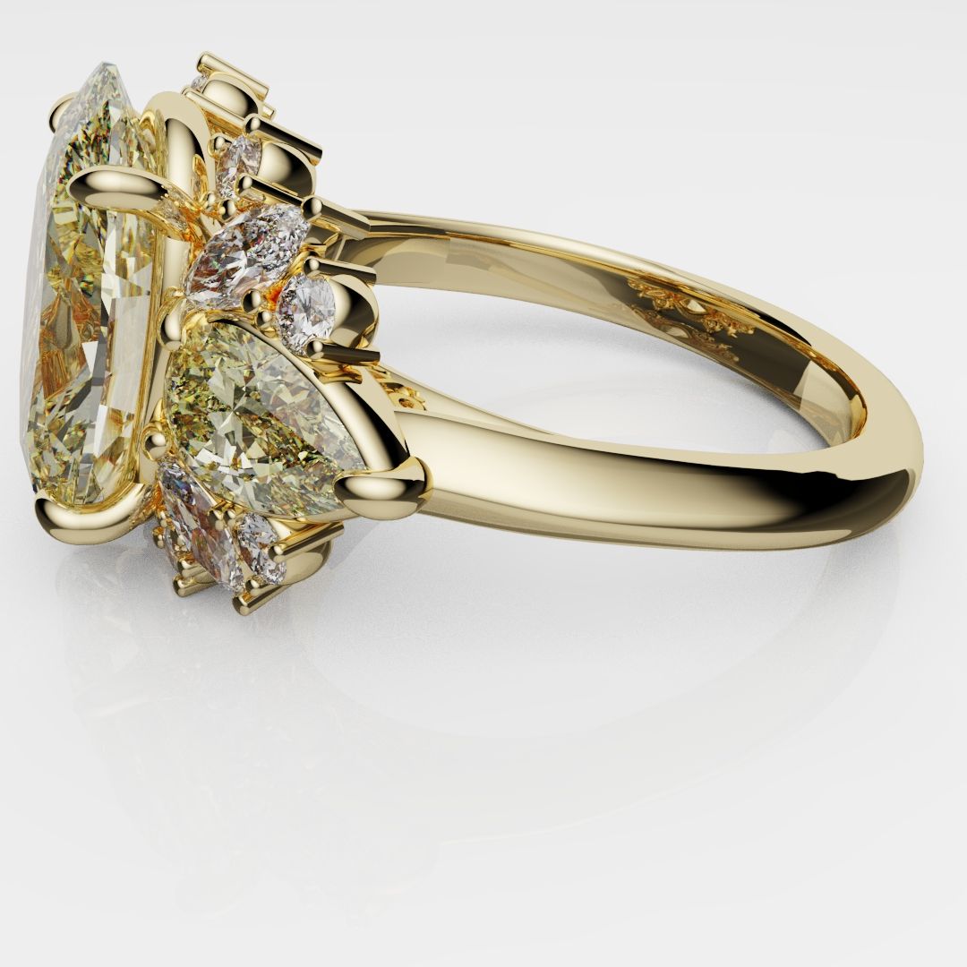 6ct Oval Yellow Diamond Engagement Ring