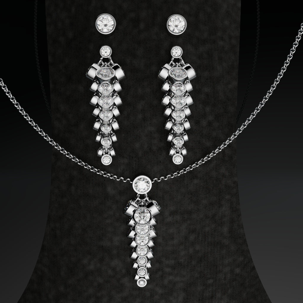 Bespoke Diamond Acorn Pendant & Earrings