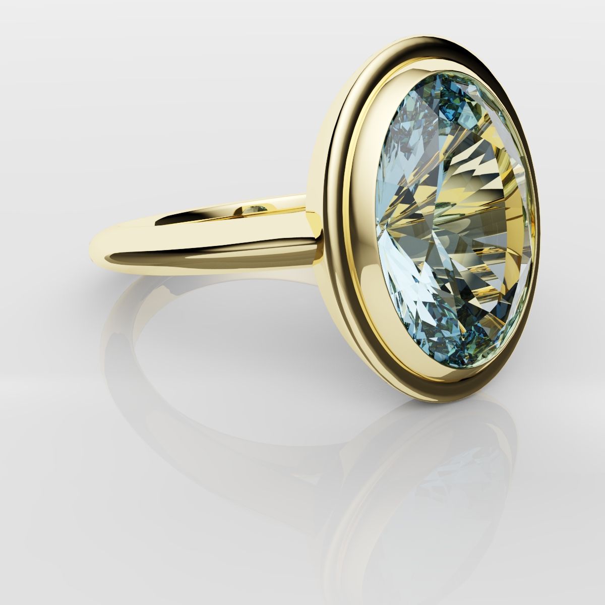Unique Solitaire Aquamarine Engagement Ring