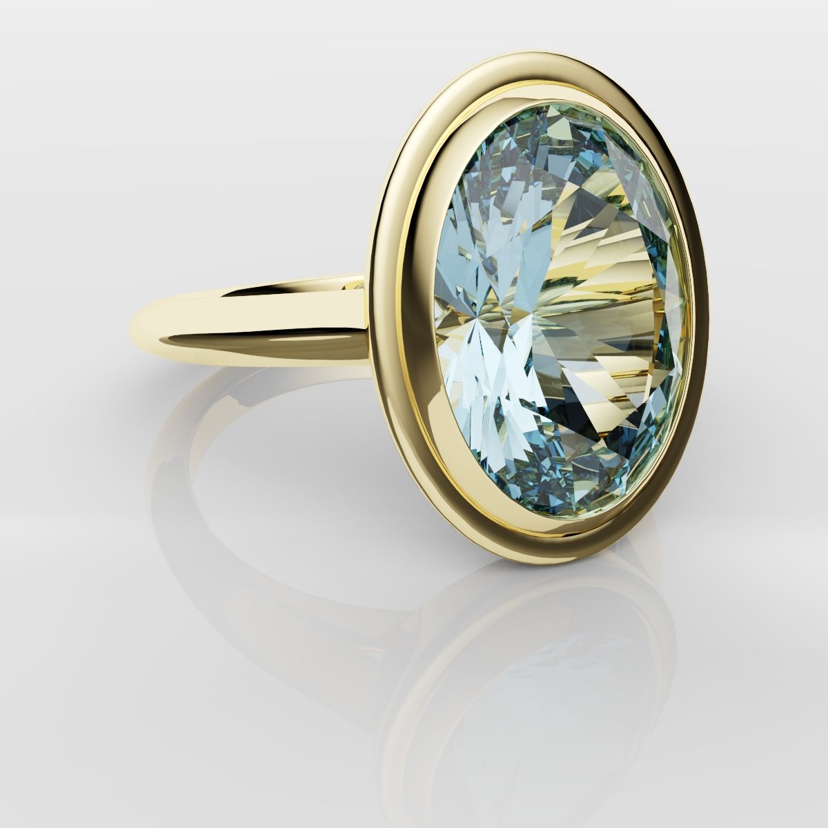 Unique Solitaire Aquamarine Engagement Ring