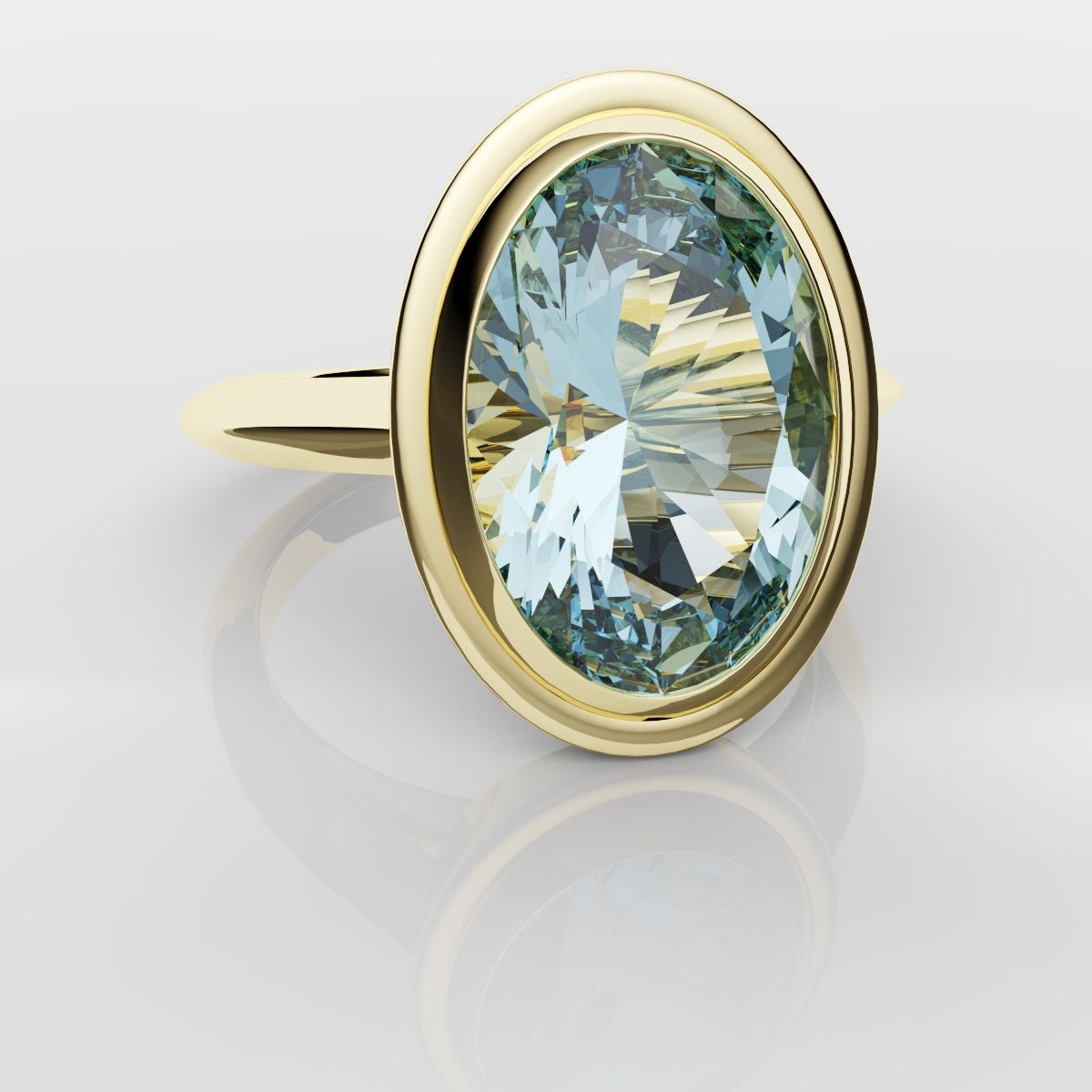 Unique Solitaire Aquamarine Engagement Ring