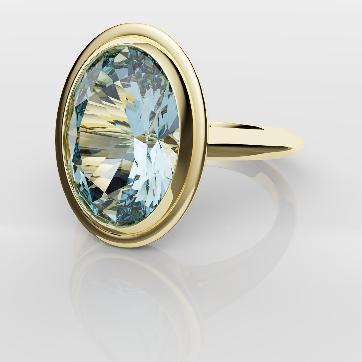 Unique Solitaire Aquamarine Engagement Ring