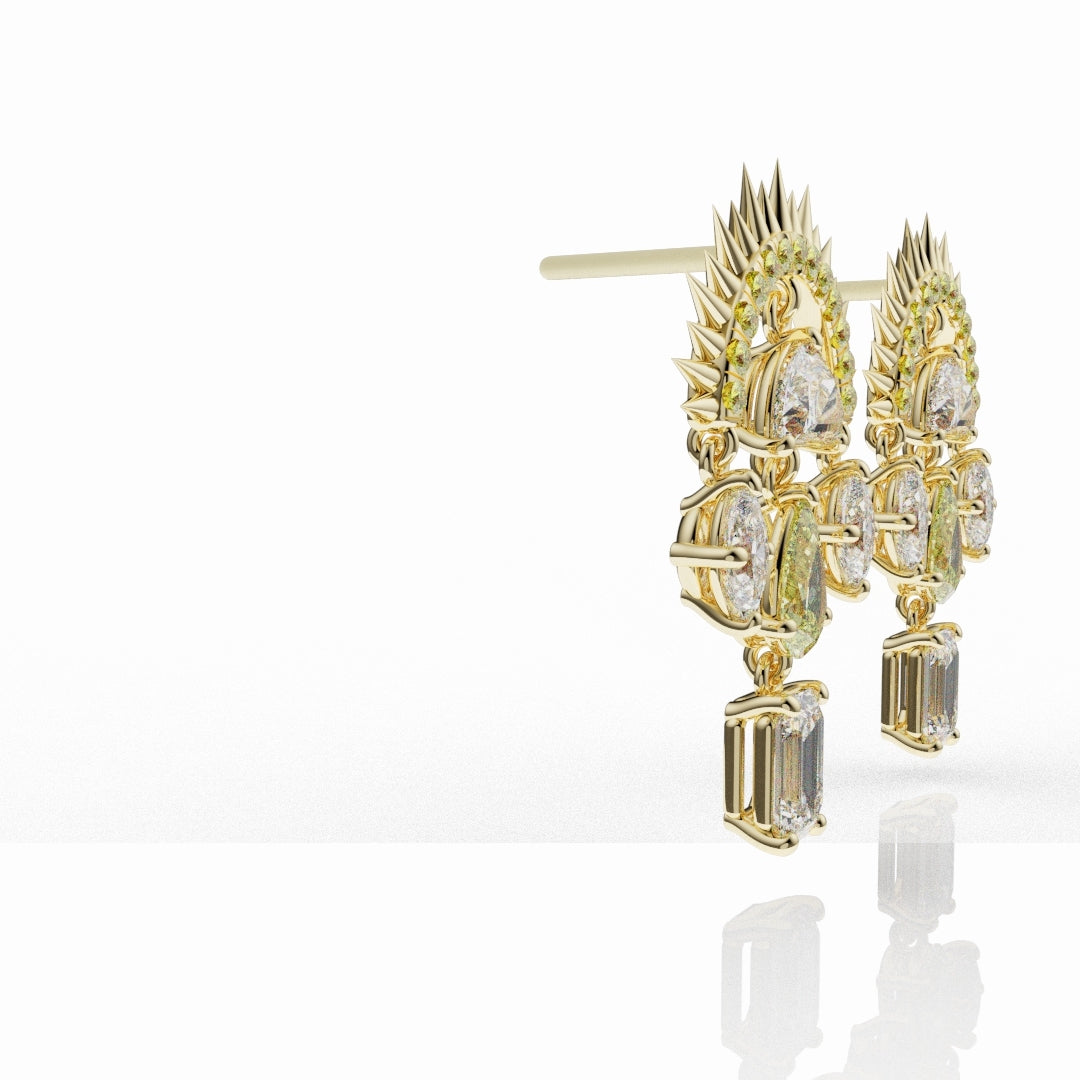 High Jewellery Sunburst Earrings Featuring Natural Yellow Diamonds