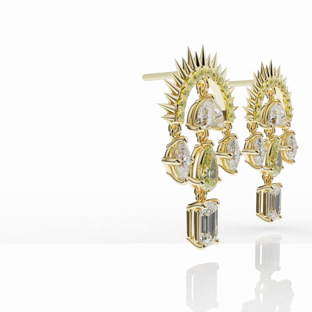High Jewellery Sunburst Earrings Featuring Natural Yellow Diamonds