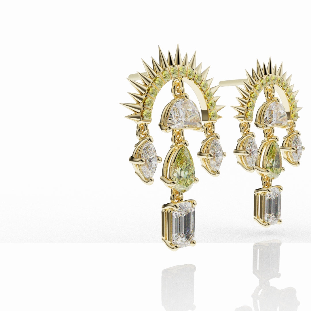 High Jewellery Sunburst Earrings Featuring Natural Yellow Diamonds
