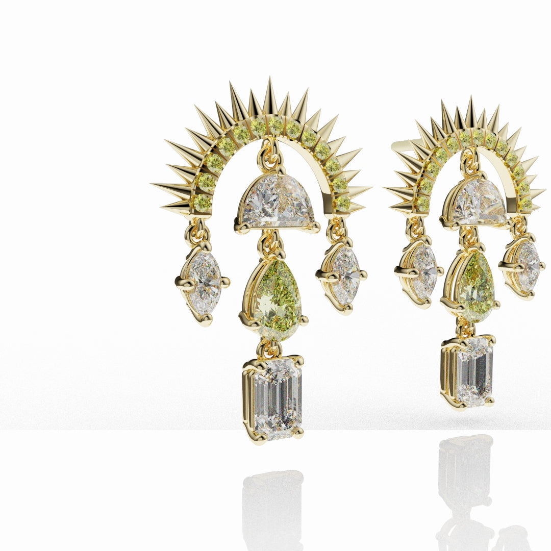 High Jewellery Sunburst Earrings Featuring Natural Yellow Diamonds