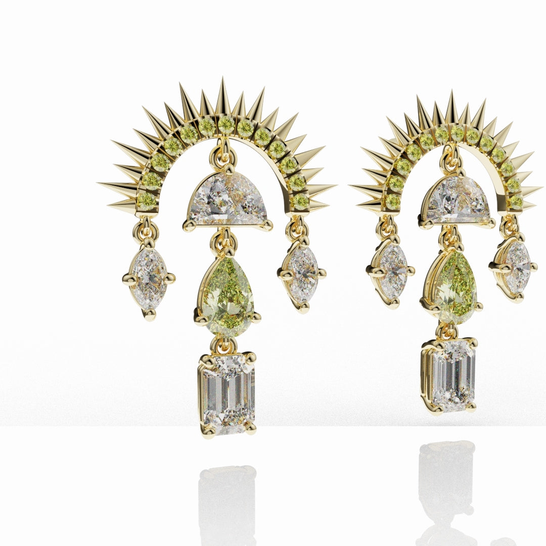 High Jewellery Sunburst Earrings Featuring Natural Yellow Diamonds