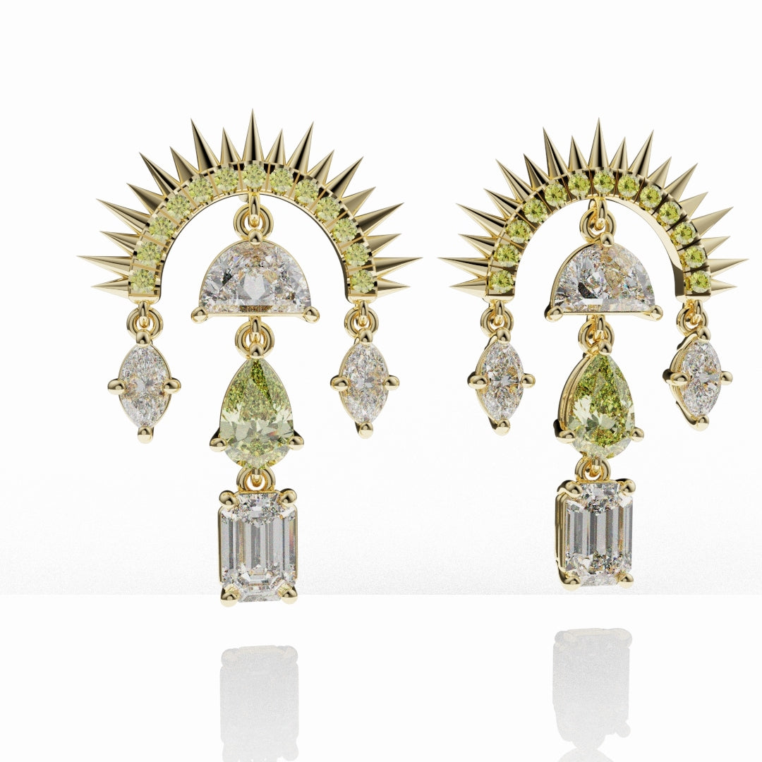 High Jewellery Sunburst Earrings Featuring Natural Yellow Diamonds