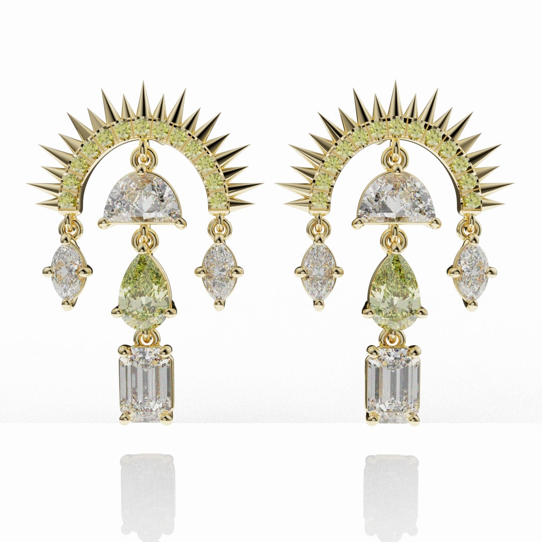 High Jewellery Sunburst Earrings Featuring Natural Yellow Diamonds
