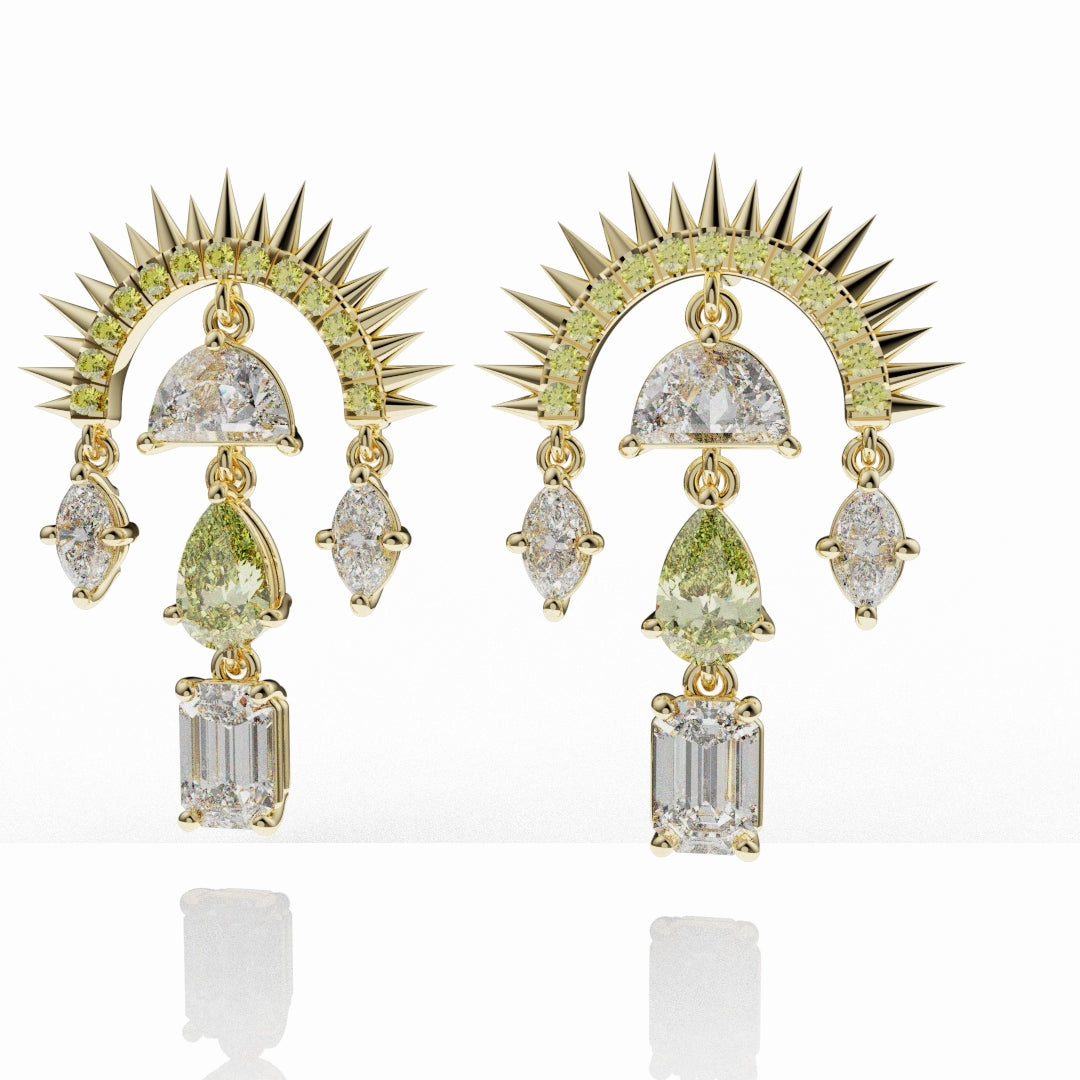 High Jewellery Sunburst Earrings Featuring Natural Yellow Diamonds