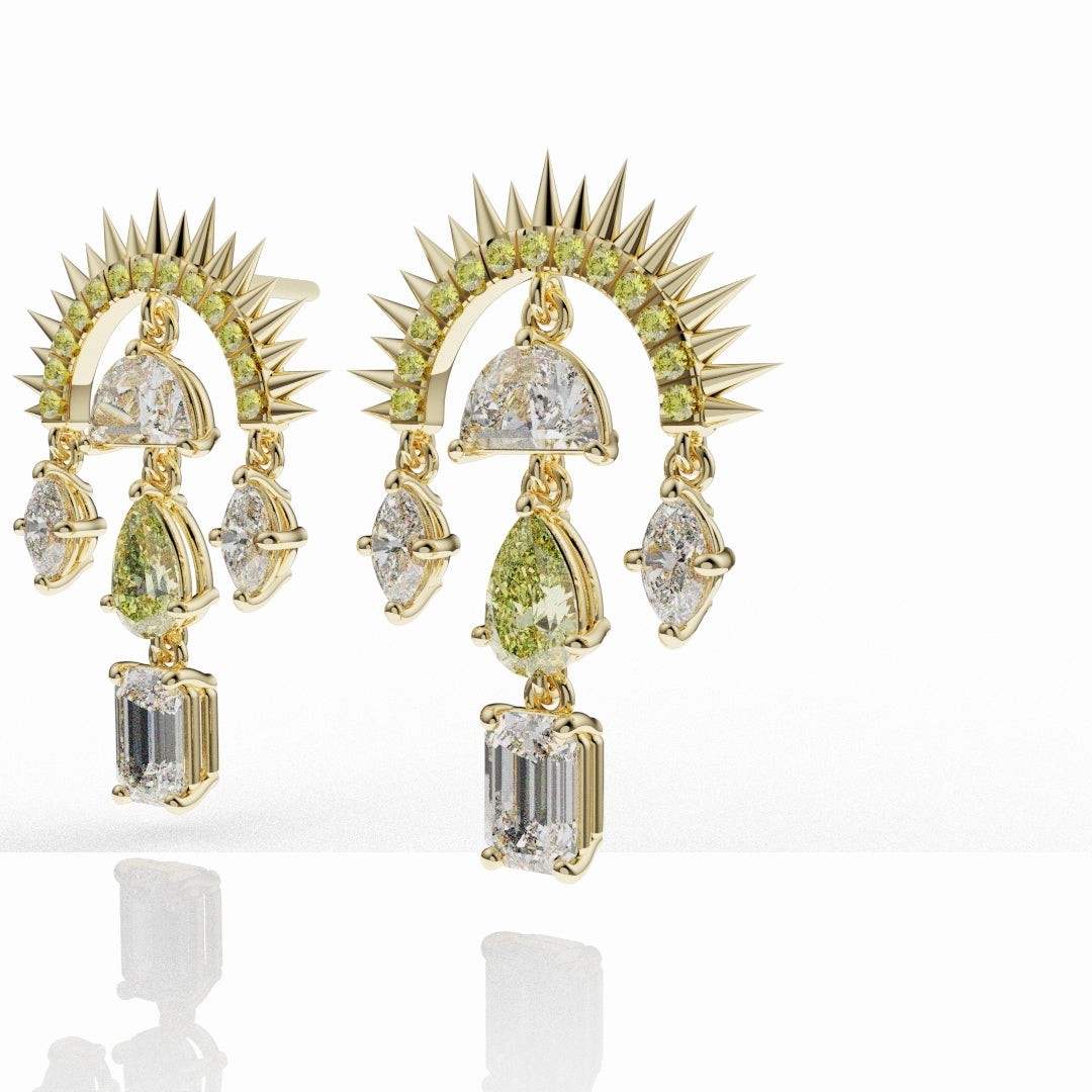 High Jewellery Sunburst Earrings Featuring Natural Yellow Diamonds