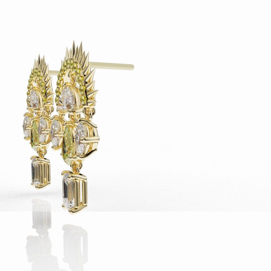 High Jewellery Sunburst Earrings Featuring Natural Yellow Diamonds
