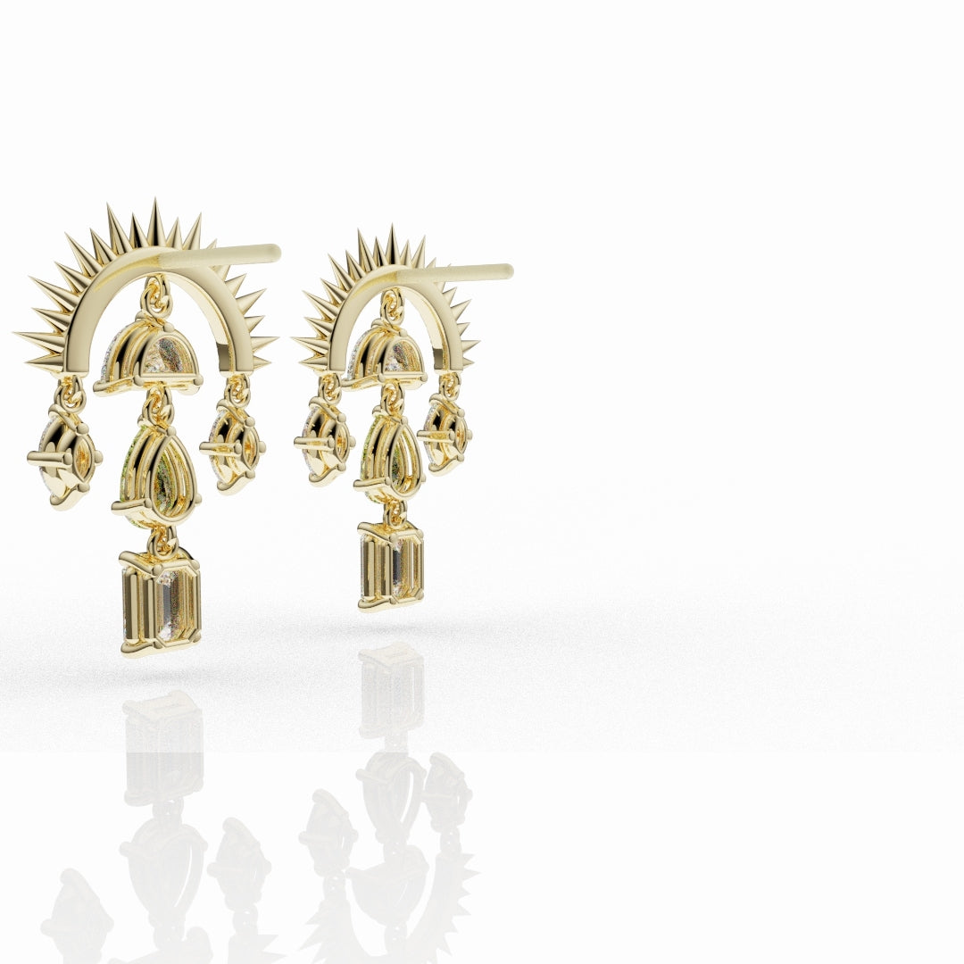 High Jewellery Sunburst Earrings Featuring Natural Yellow Diamonds