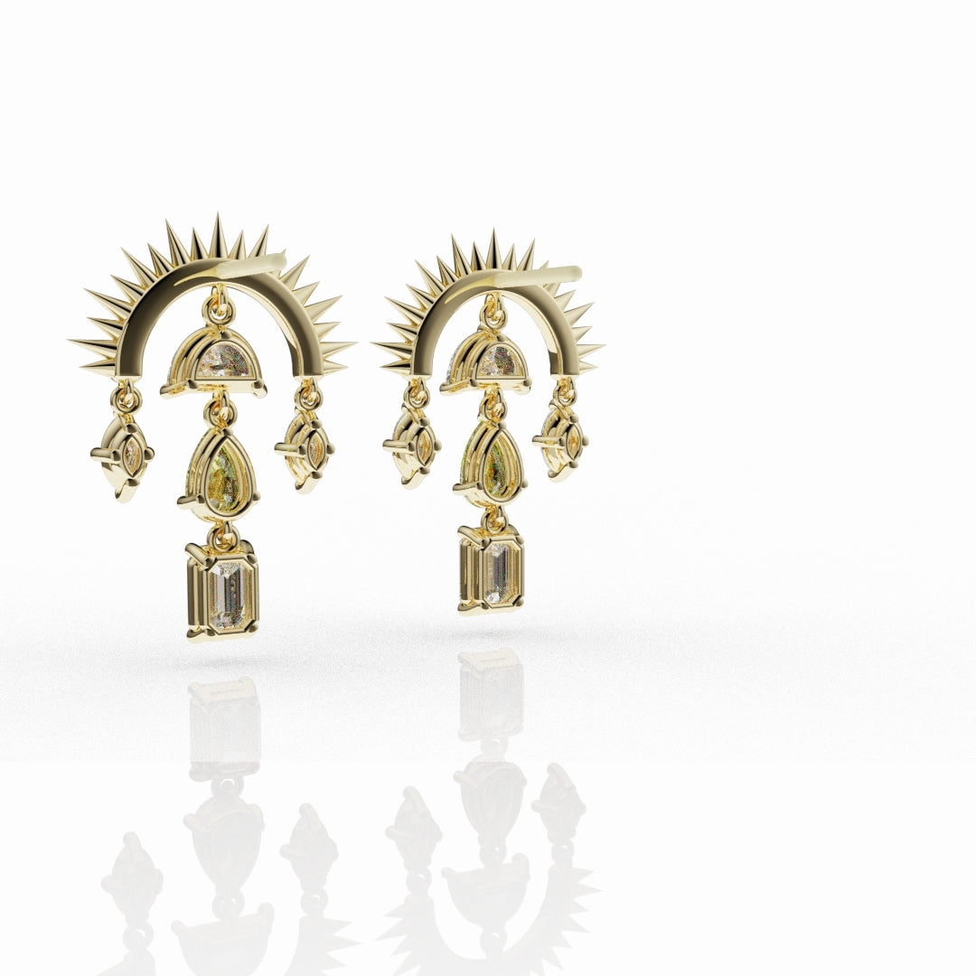 High Jewellery Sunburst Earrings Featuring Natural Yellow Diamonds