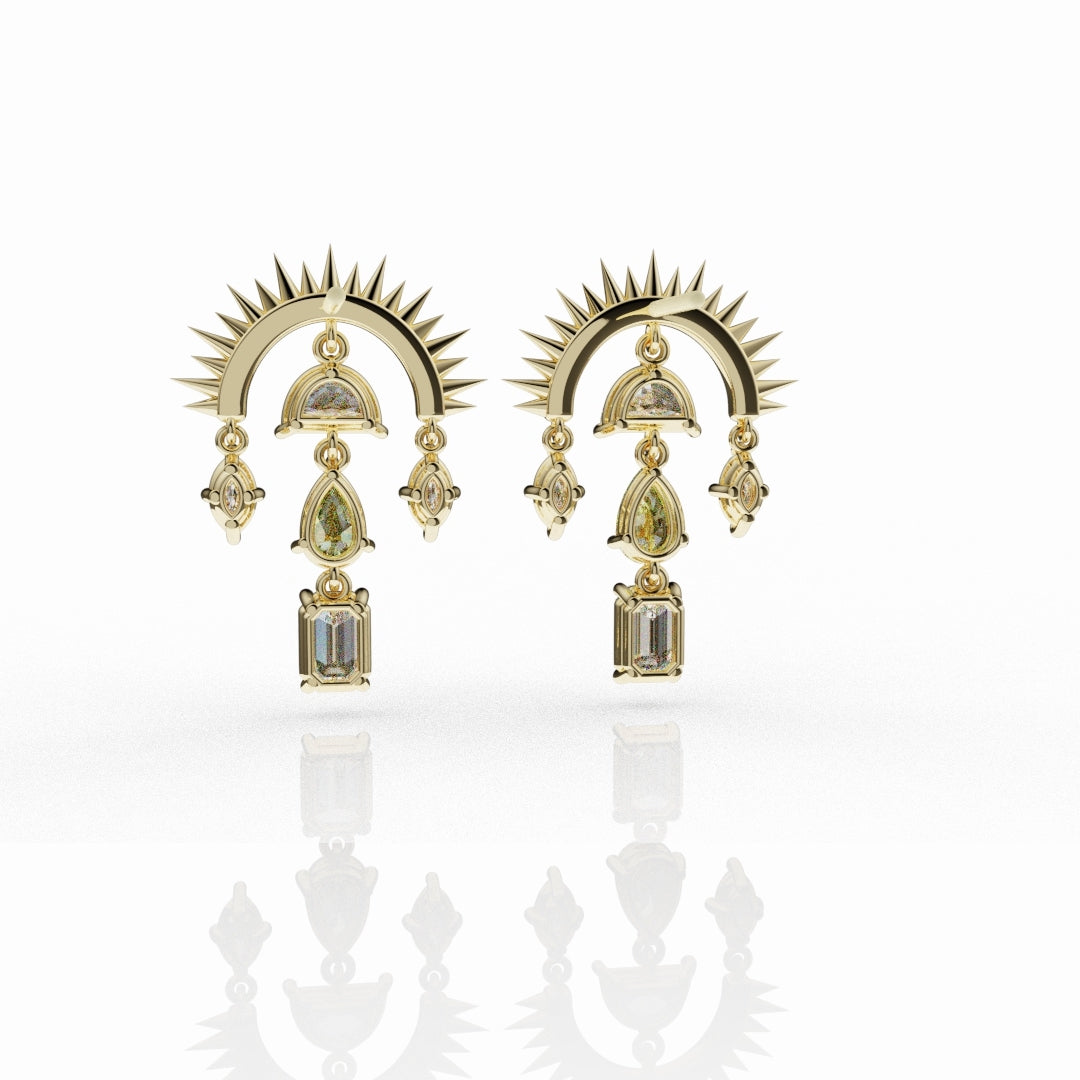 High Jewellery Sunburst Earrings Featuring Natural Yellow Diamonds