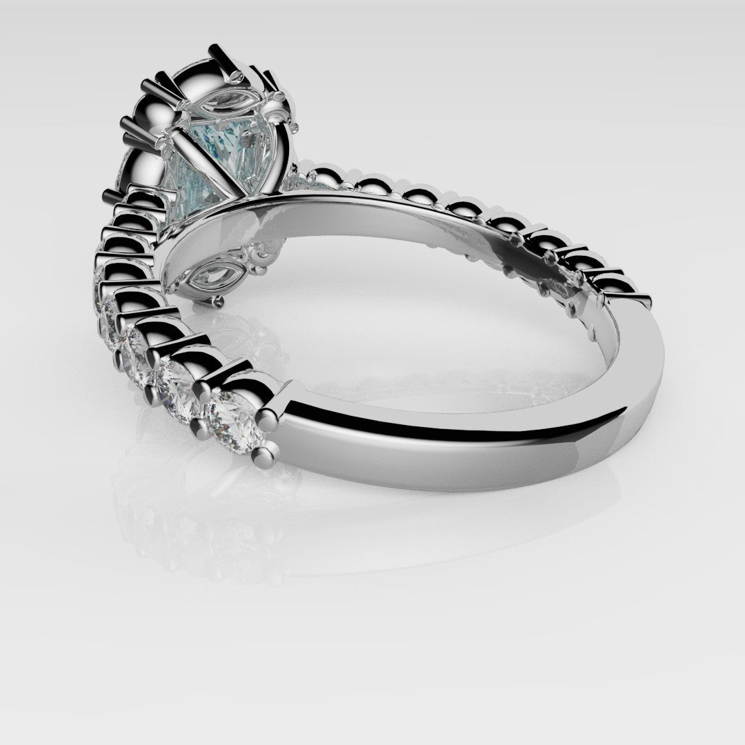 Unique Marquise Halo With Blue Radiant Cut Diamond