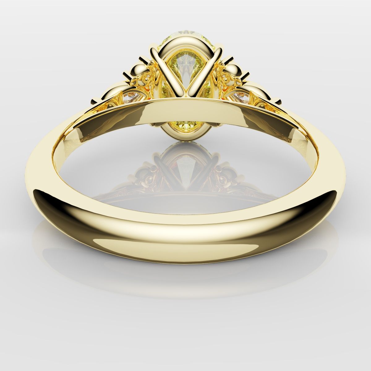 Canary Yellow Oval Diamond Engagement Ring with Marquise Accents