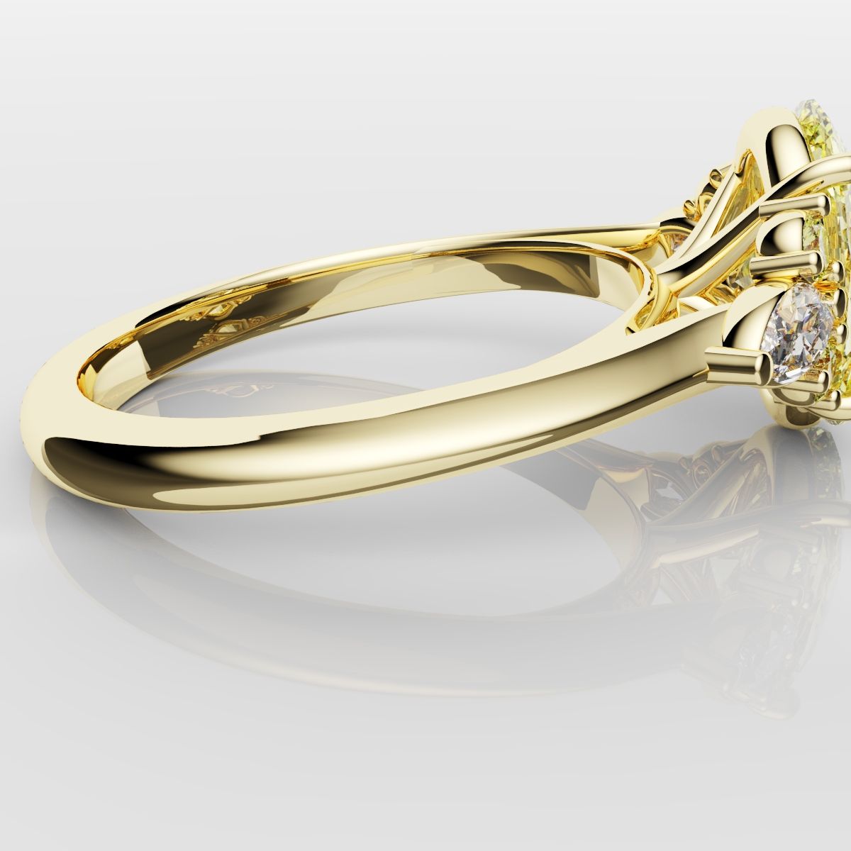 Canary Yellow Oval Diamond Engagement Ring with Marquise Accents