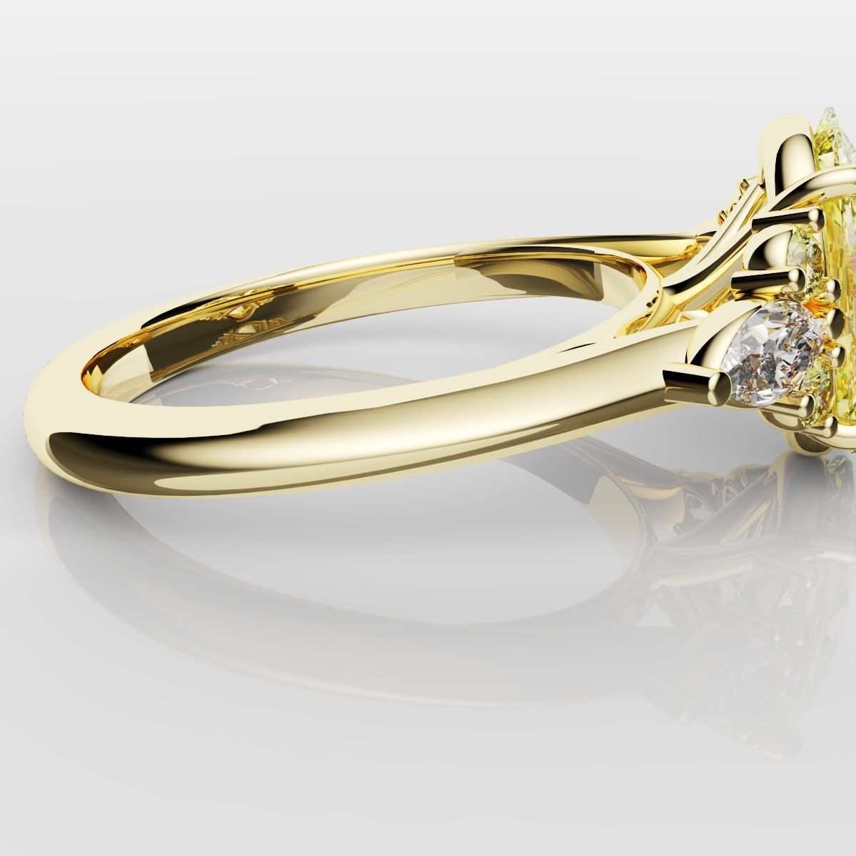Canary Yellow Oval Diamond Engagement Ring with Marquise Accents