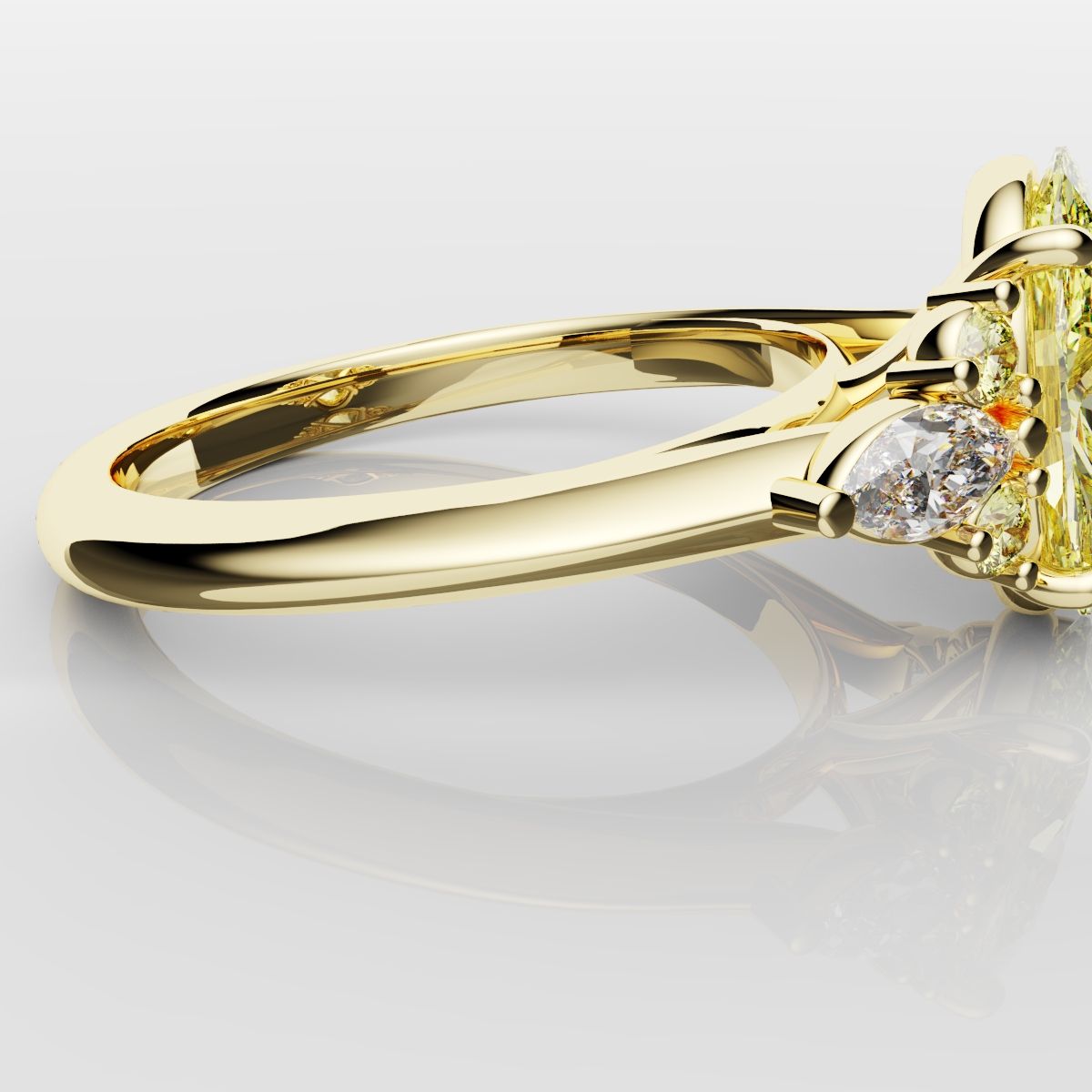 Canary Yellow Oval Diamond Engagement Ring with Marquise Accents