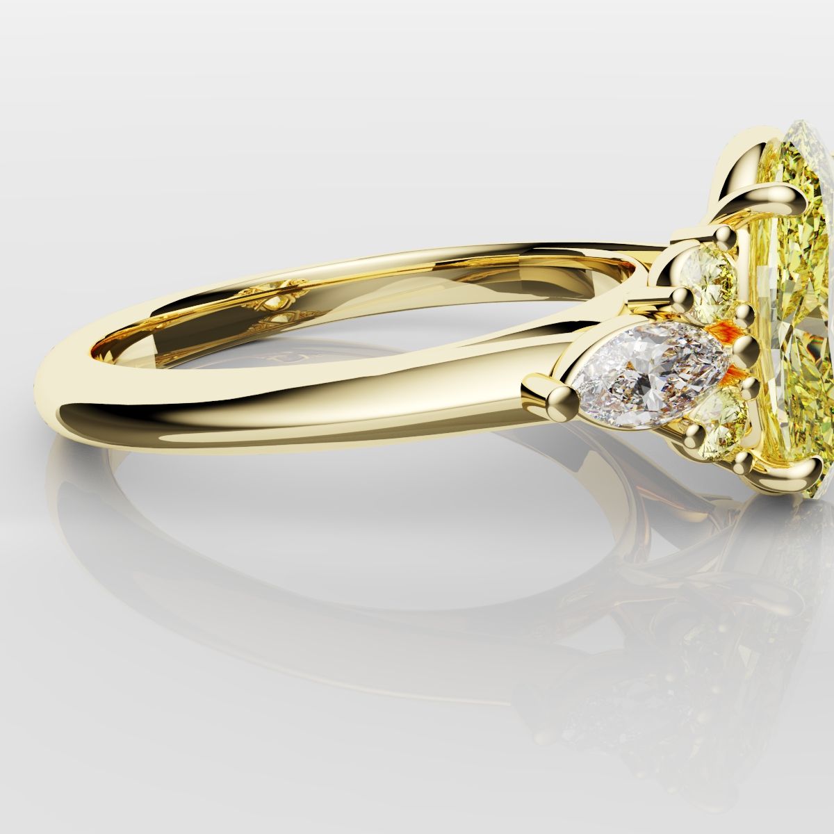 Canary Yellow Oval Diamond Engagement Ring with Marquise Accents
