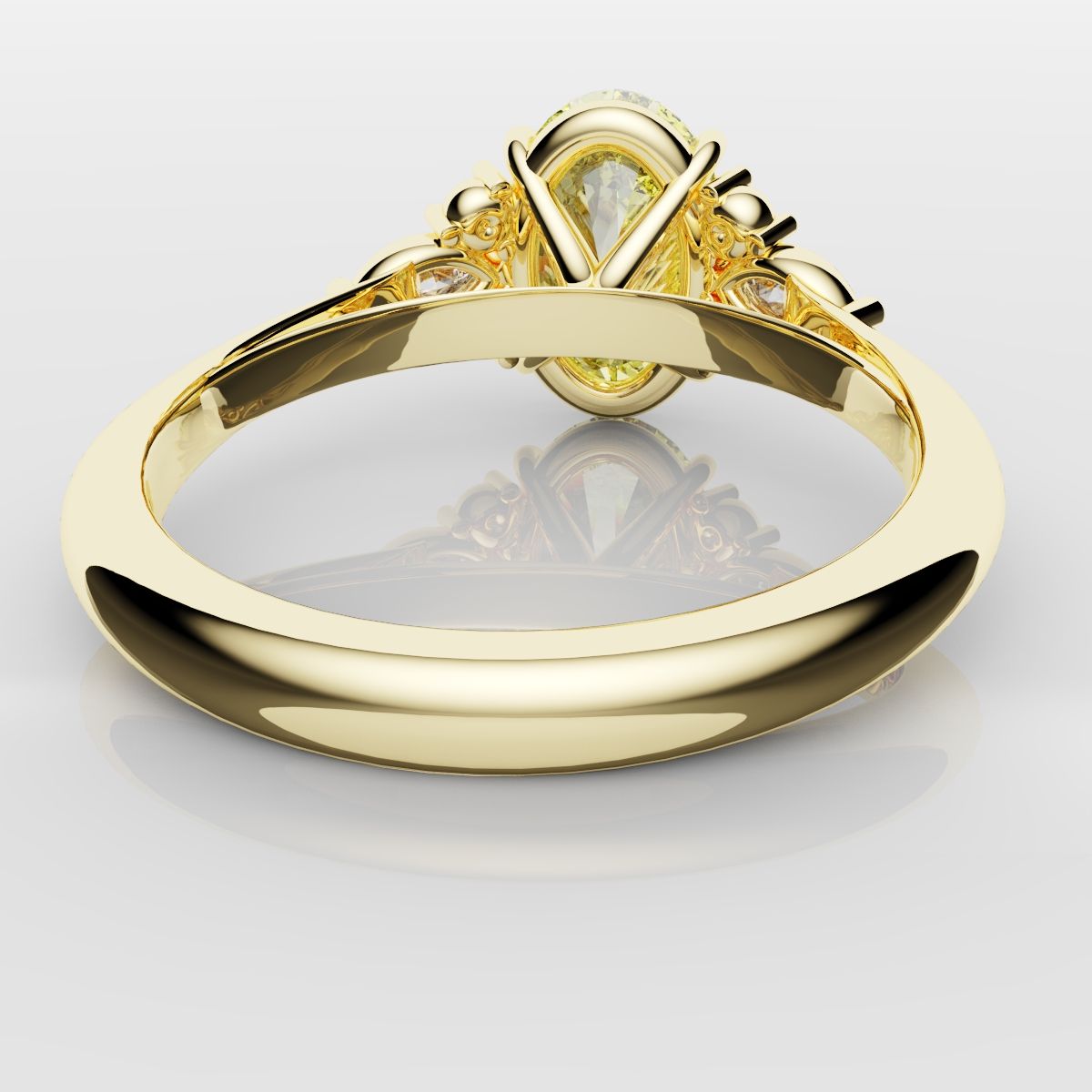 Canary Yellow Oval Diamond Engagement Ring with Marquise Accents