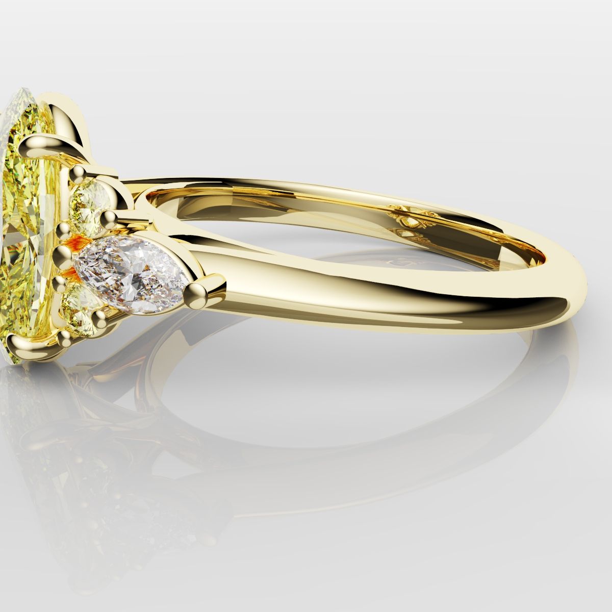 Canary Yellow Oval Diamond Engagement Ring with Marquise Accents