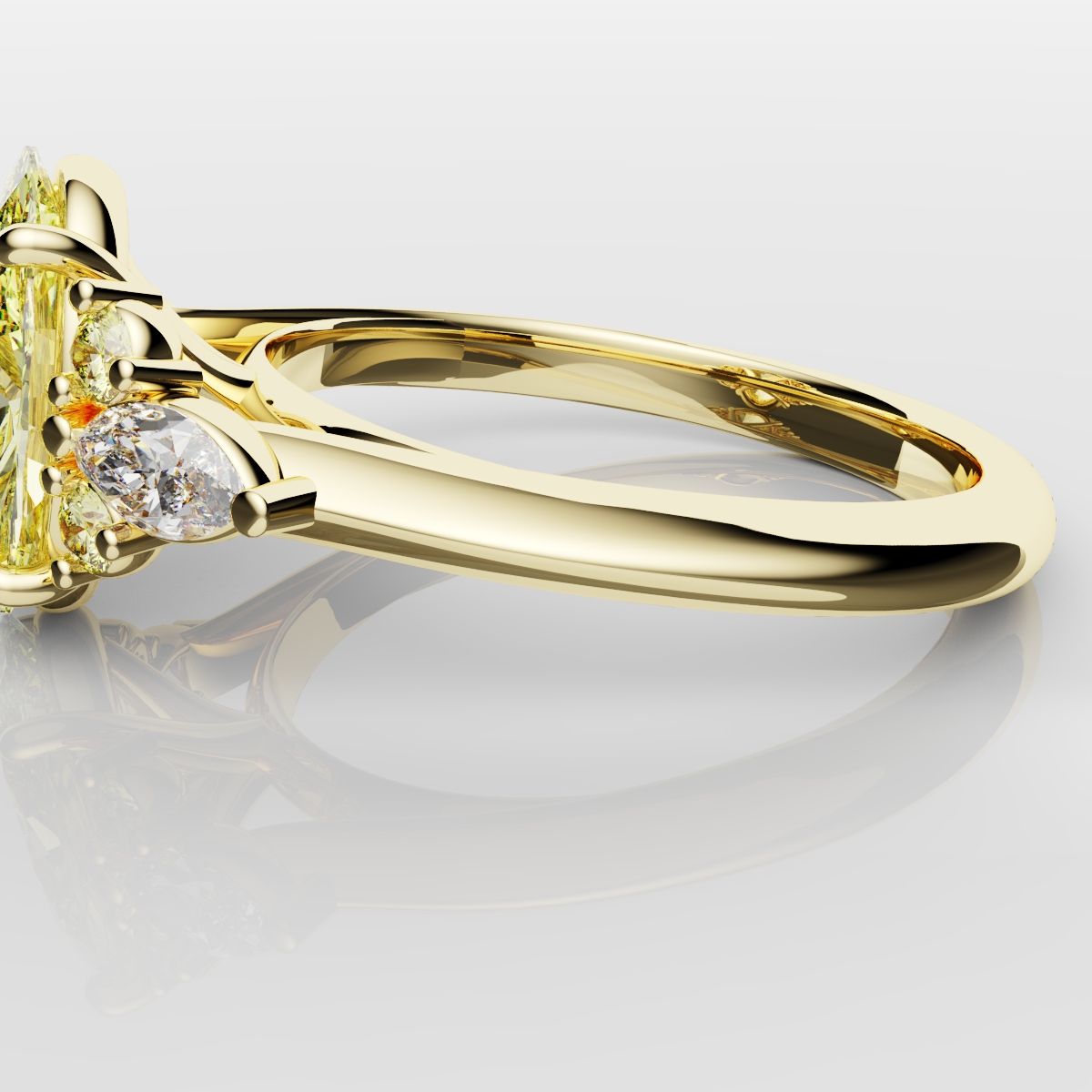 Canary Yellow Oval Diamond Engagement Ring with Marquise Accents