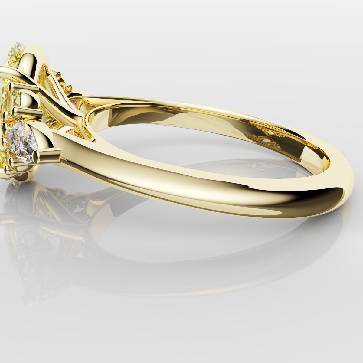 Canary Yellow Oval Diamond Engagement Ring with Marquise Accents