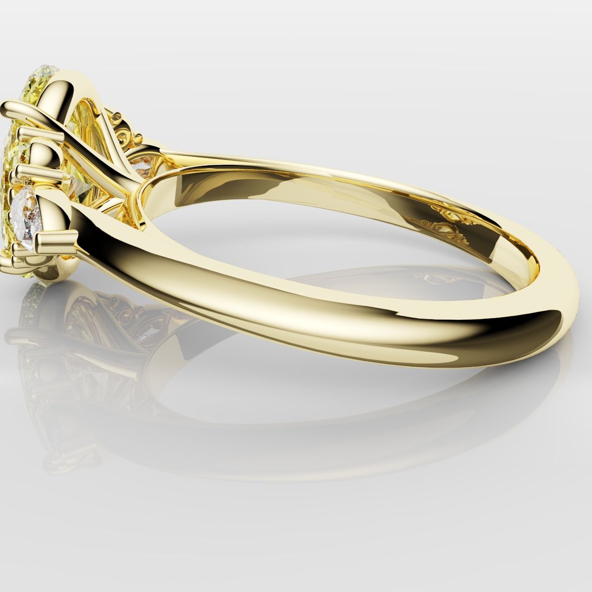Canary Yellow Oval Diamond Engagement Ring with Marquise Accents