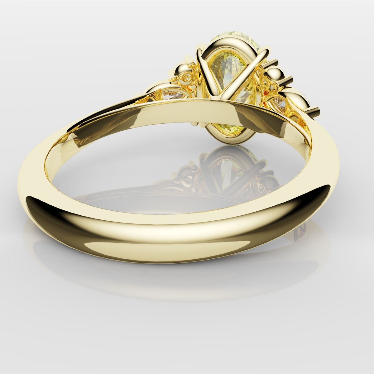 Canary Yellow Oval Diamond Engagement Ring with Marquise Accents