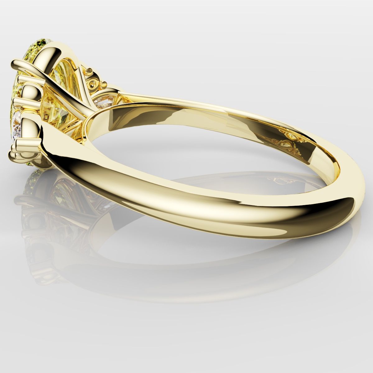Canary Yellow Oval Diamond Engagement Ring with Marquise Accents