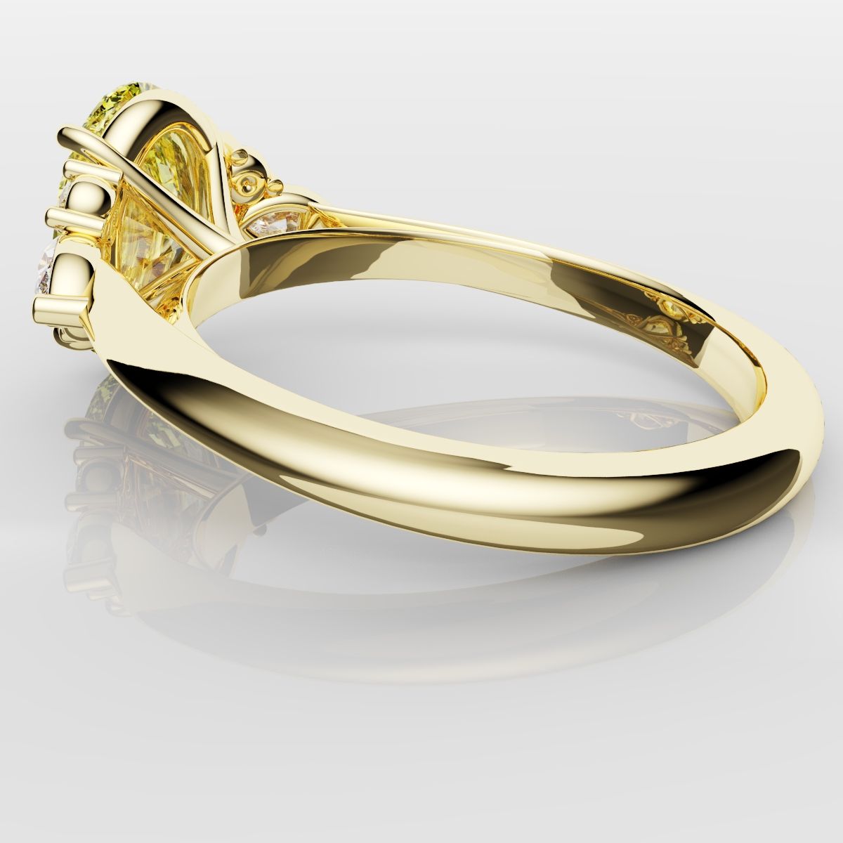 Canary Yellow Oval Diamond Engagement Ring with Marquise Accents