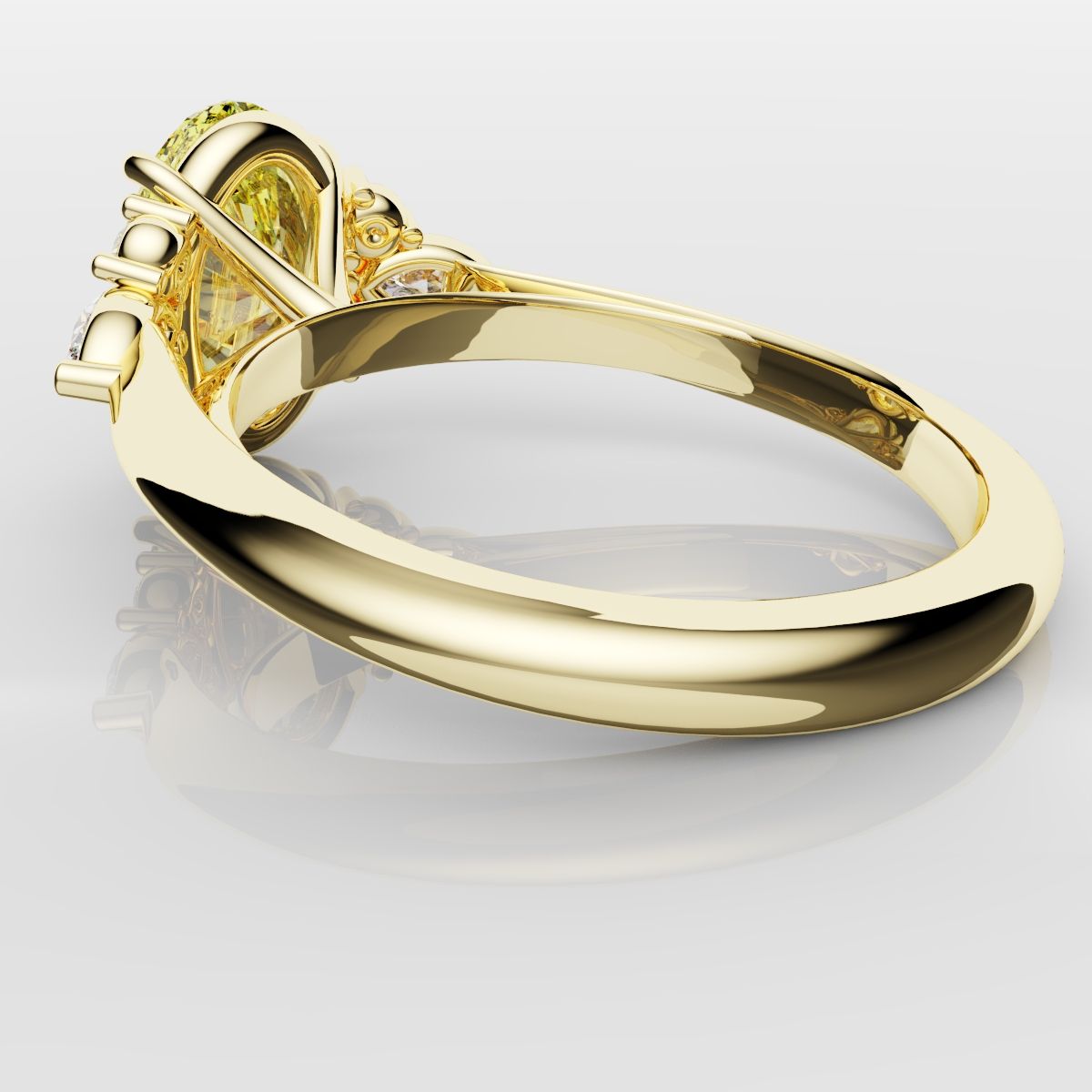 Canary Yellow Oval Diamond Engagement Ring with Marquise Accents