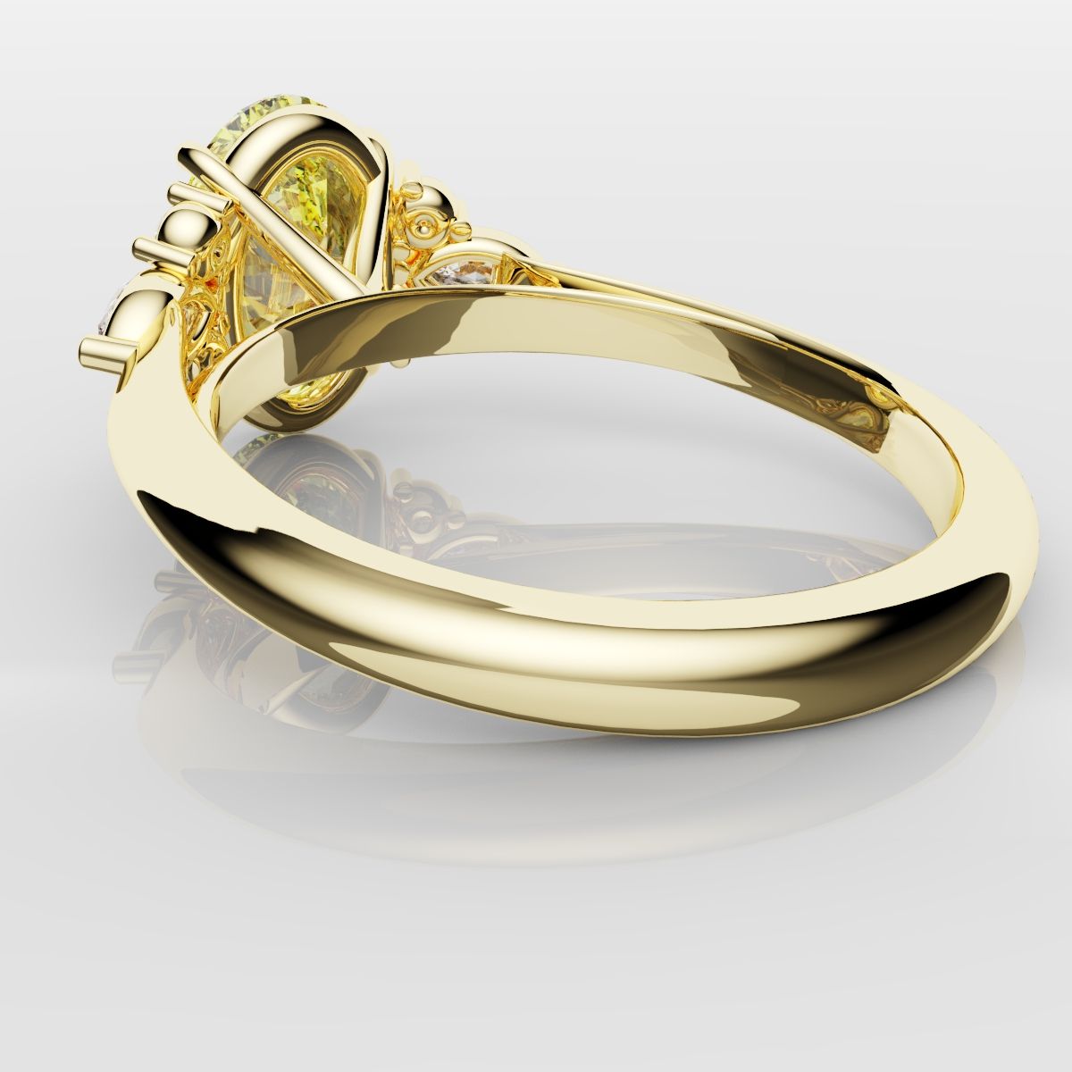 Canary Yellow Oval Diamond Engagement Ring with Marquise Accents