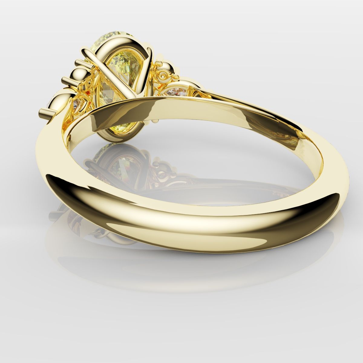 Canary Yellow Oval Diamond Engagement Ring with Marquise Accents