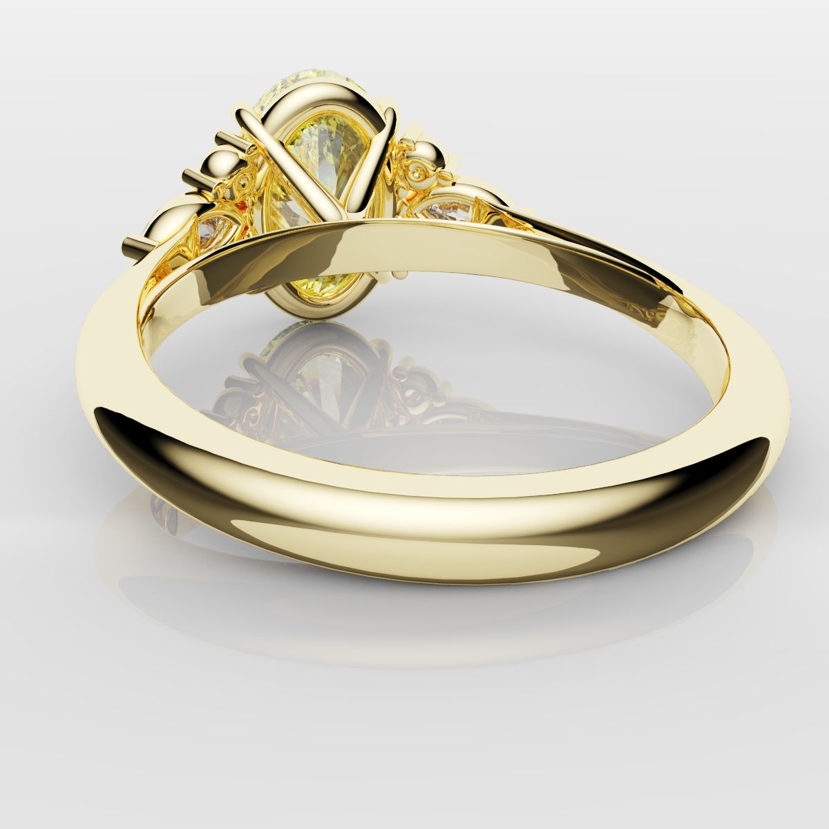 Canary Yellow Oval Diamond Engagement Ring with Marquise Accents