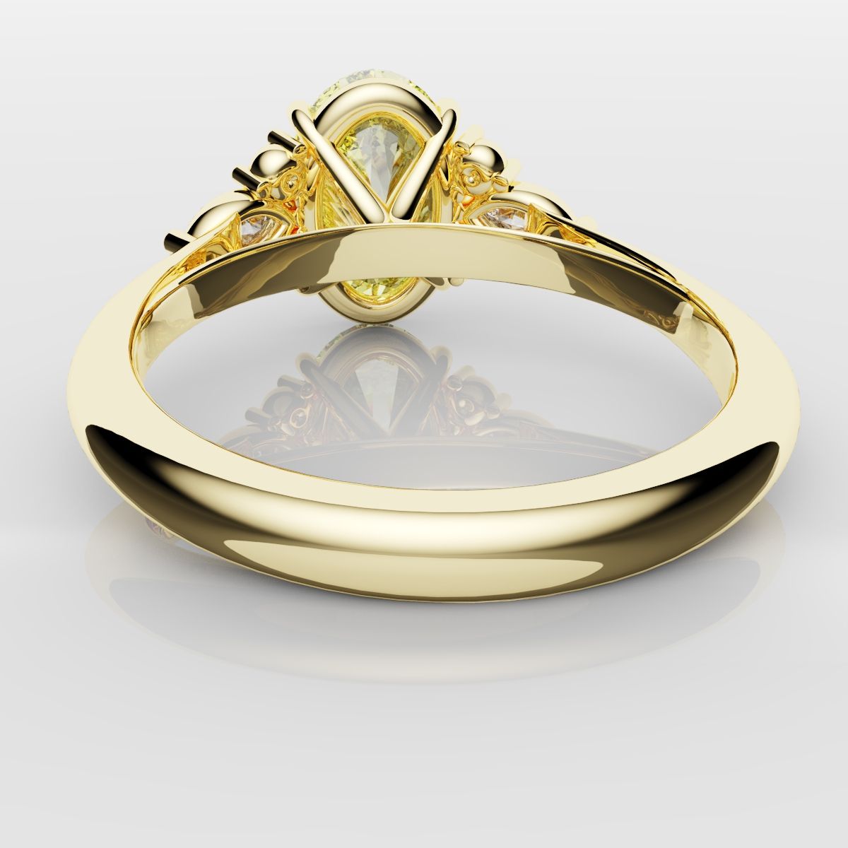 Canary Yellow Oval Diamond Engagement Ring with Marquise Accents
