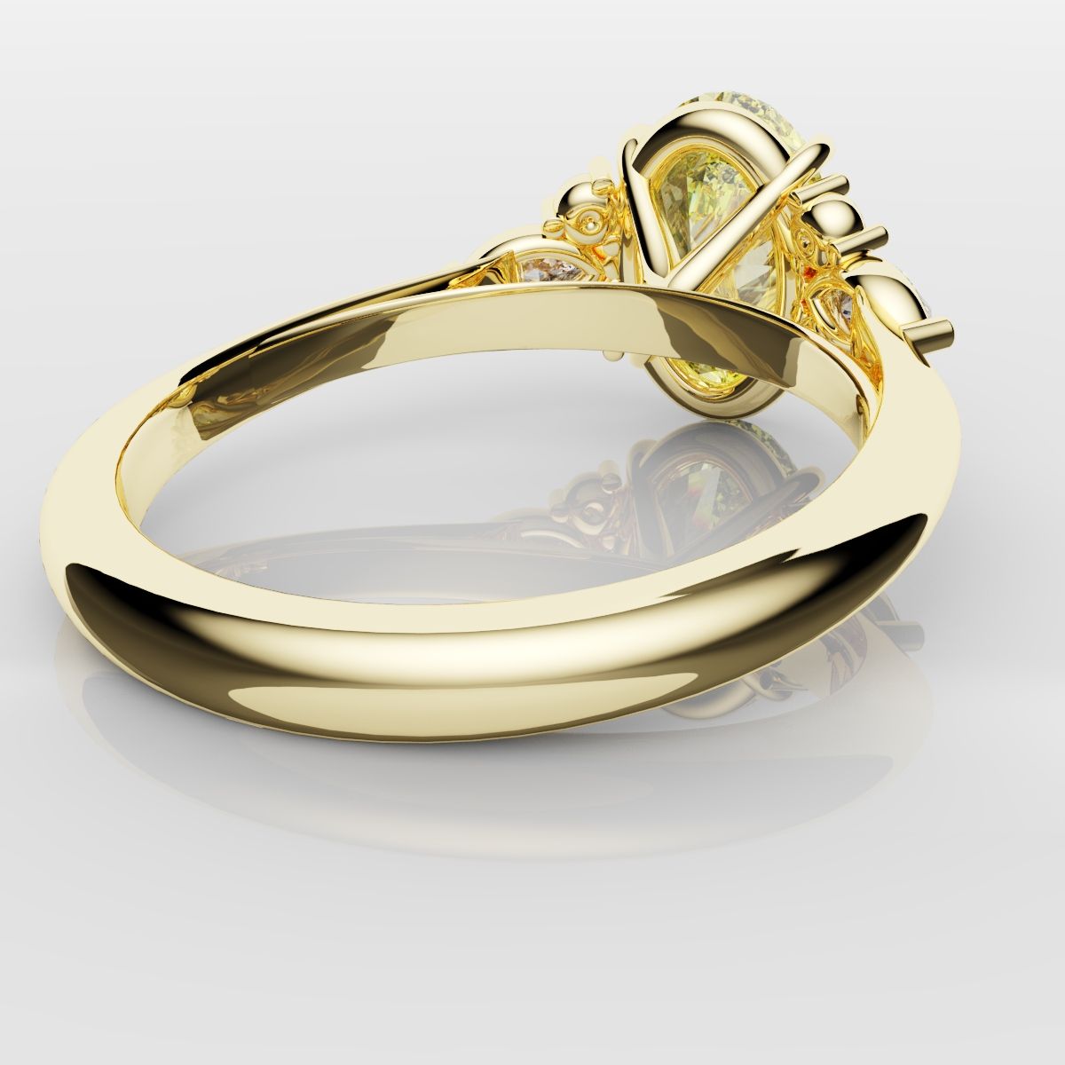Canary Yellow Oval Diamond Engagement Ring with Marquise Accents
