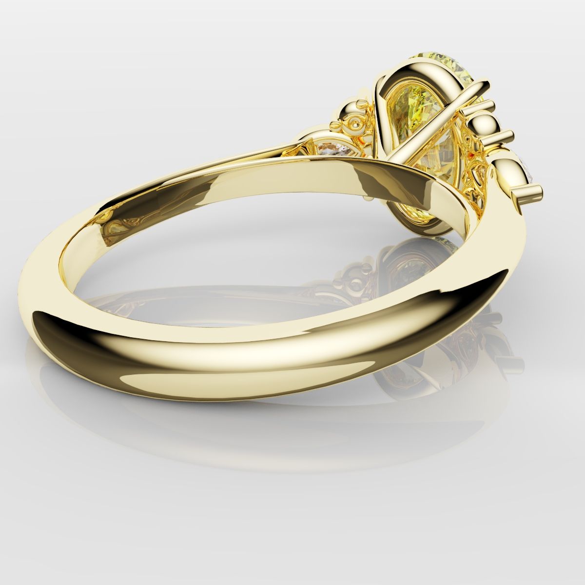 Canary Yellow Oval Diamond Engagement Ring with Marquise Accents