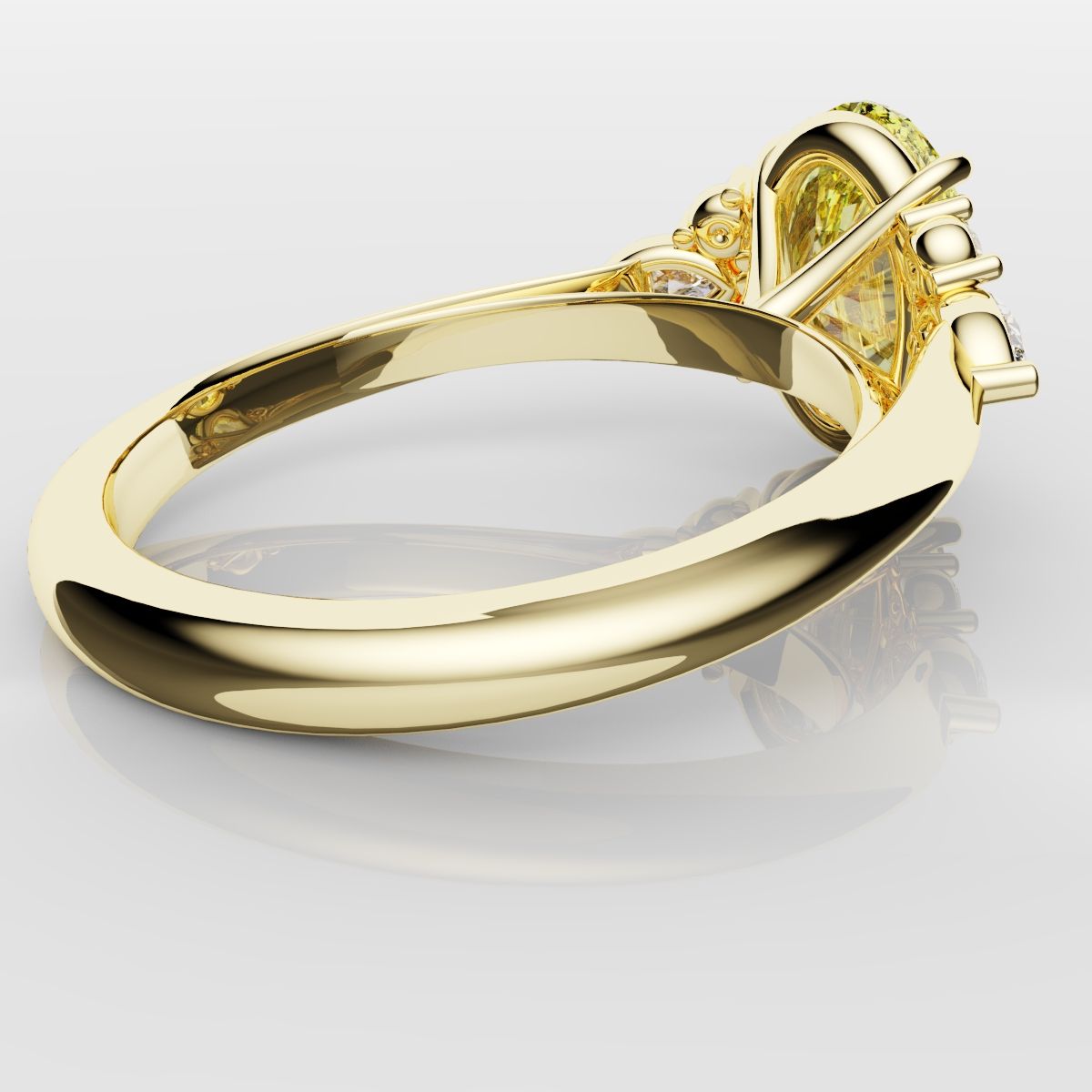 Canary Yellow Oval Diamond Engagement Ring with Marquise Accents