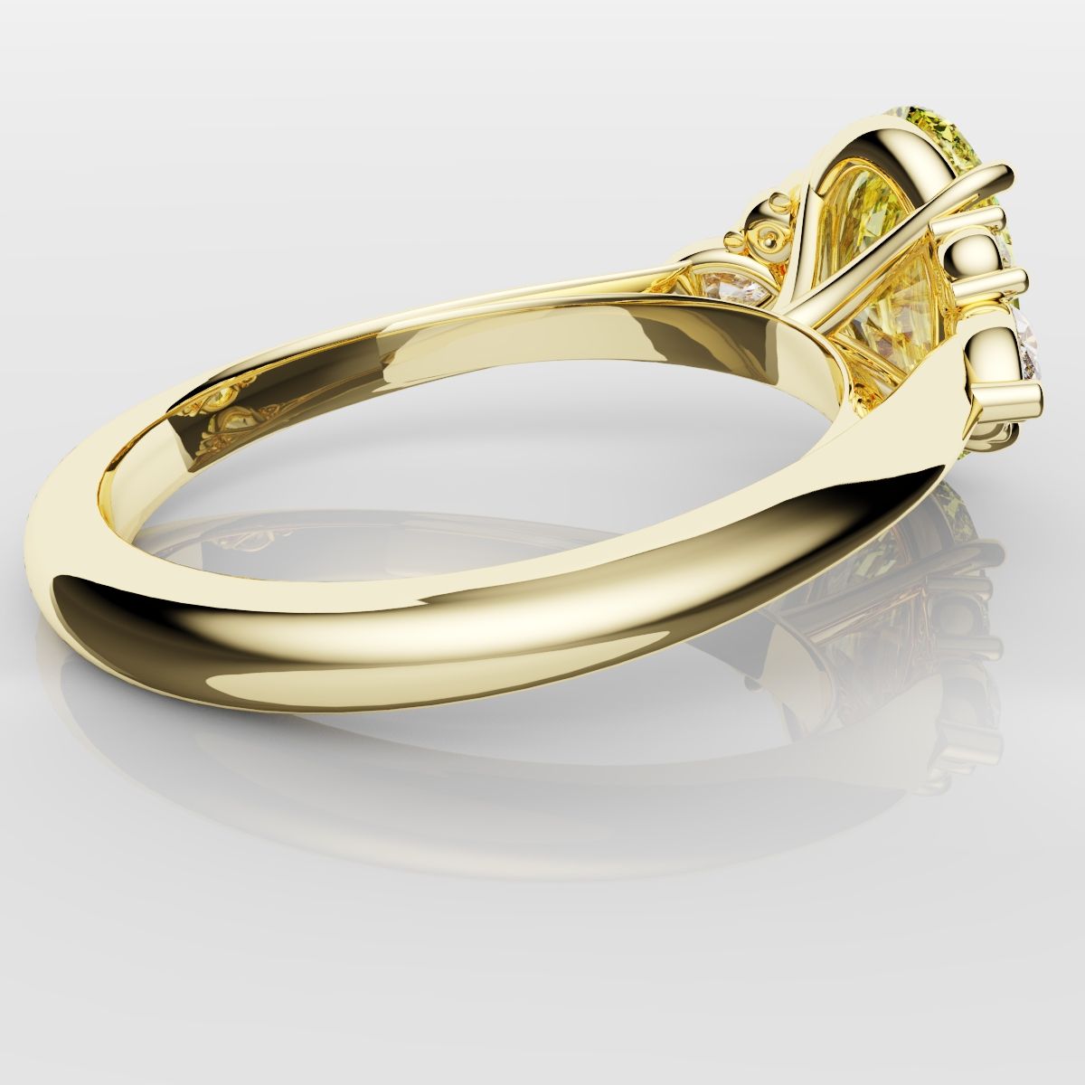 Canary Yellow Oval Diamond Engagement Ring with Marquise Accents