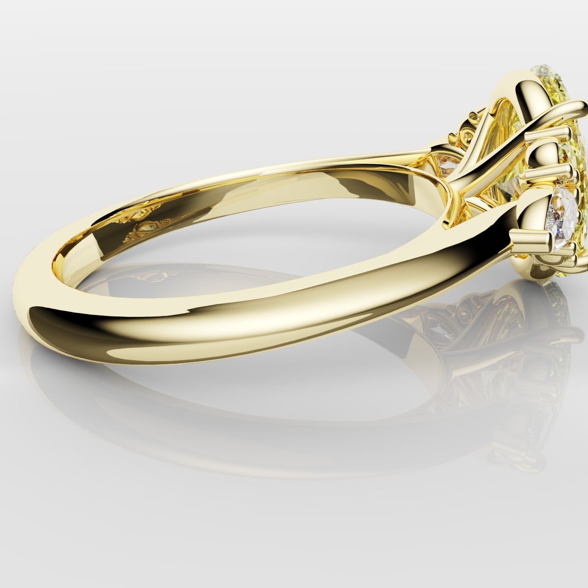 Canary Yellow Oval Diamond Engagement Ring with Marquise Accents