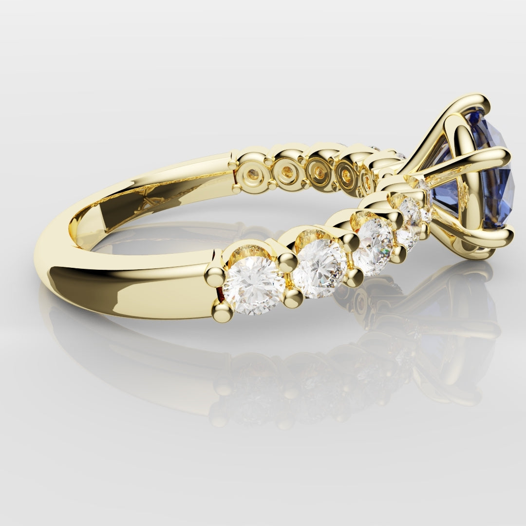 2.2ct Round Brilliant Cut Cornflower Blue Sapphire Engagement Ring